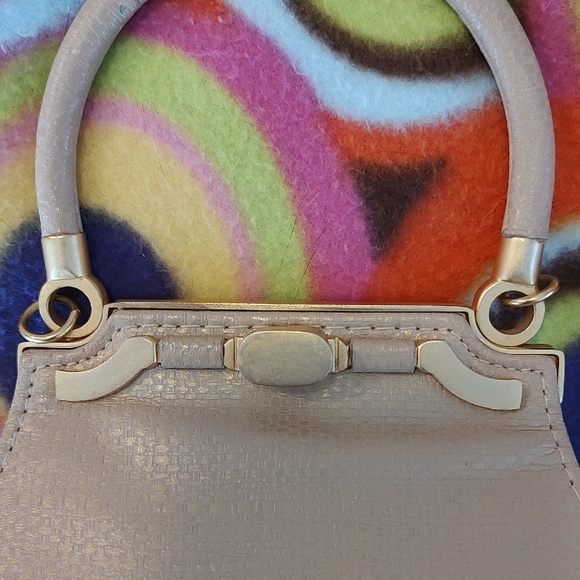 VINTAGE INGE CHRISTOPHER CREAM LEATHER MINI TOTE Circa 1950's. - Picture 4 of 16